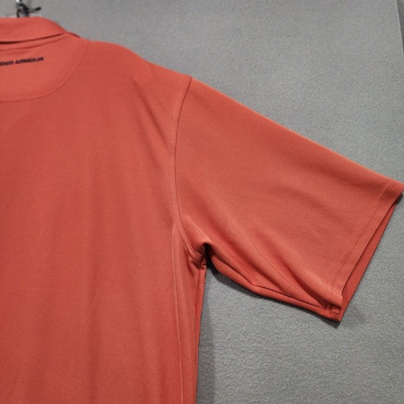 Under Armour Polo Shirt Mens Large Orange Solid Short Sleeve - Picture 15 of 16